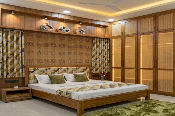 Contemporary bedroom setup with elegant