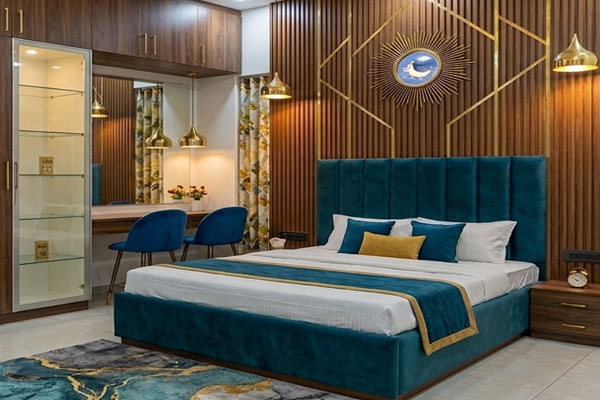 Luxury bedroom interior design with modern furniture