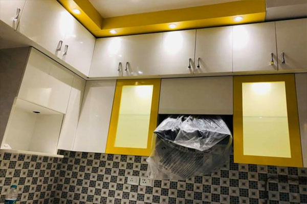 Custom modular kitchen setup featuring