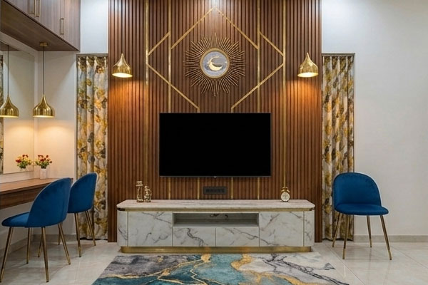 Custom wooden TV unit design