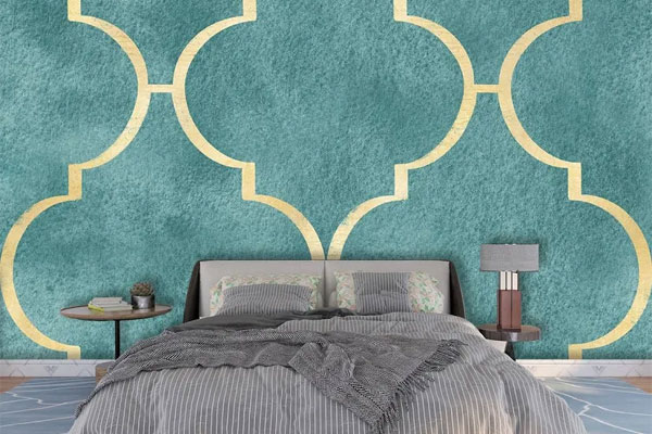 Blue & Gold Geometric Wallpaper